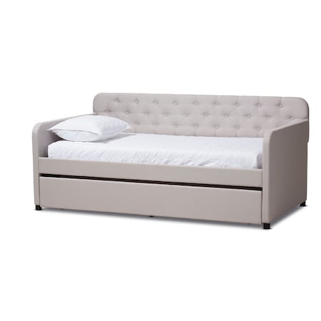 Baxton Studio Camelia Beige Twin Size Sofa Daybed with Roll-Out Trundle Bed 150-9015